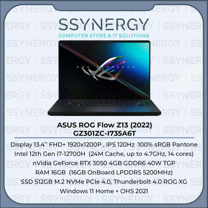 ASUS ROG FLOW Z13 GZ301ZC I735A6T O I7 12700H 16GB 512GB RTX3050