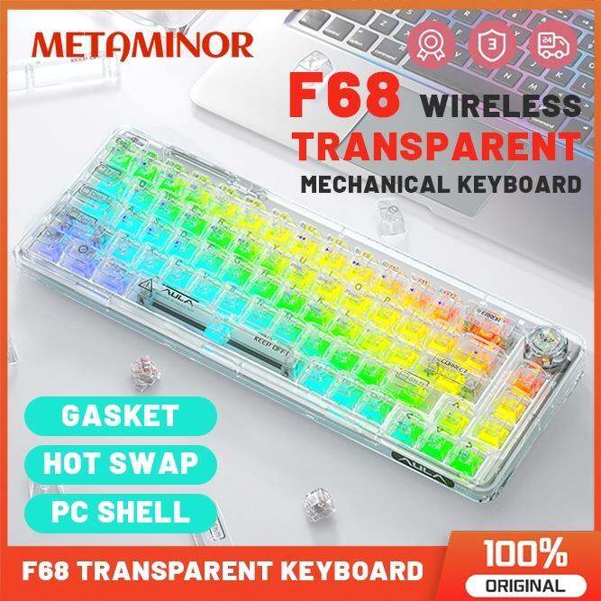 Aula F Gasket Wireless Mechanical Keyboard With Rgb Pc Transparent