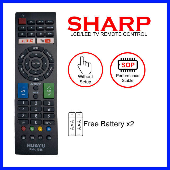 Huayu Nano Tech Rm L Remote Control For Sharp Smart D Netflix Tv