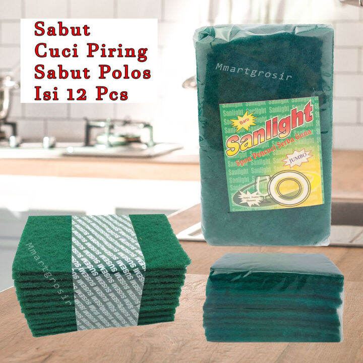 Susemi Sanlight Sabut Polos Sabut Cuci Piring Isi 12pcs