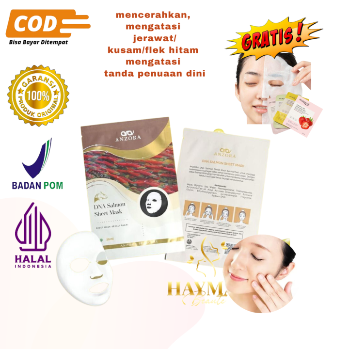 Masker Dna Salmon Anzora Original Aman Bpom Sheet Mask Wajah Glowing