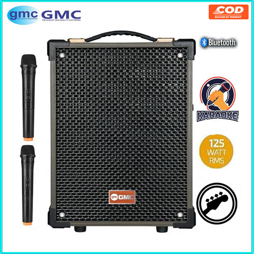 Speaker GMC 899P Bluetooth Karaoke Free 2 Mic Wireless High Power Bass