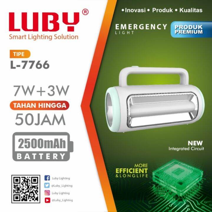 Luby Lampu Emergency Senter LED Super Terang 2in1 2Sisi 7W 3W L 7766