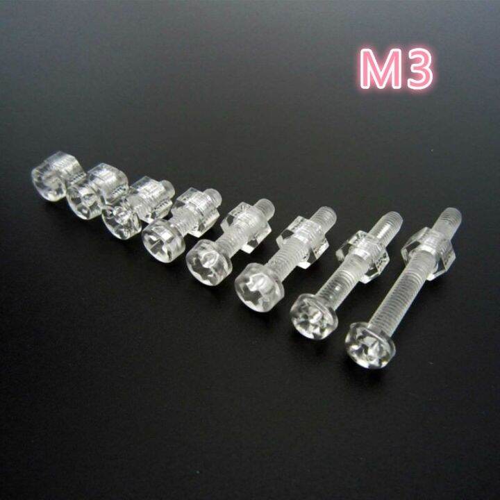 Clear Plastic Acrylic Nylon M Round Phillips Head Screw Bolt Nut