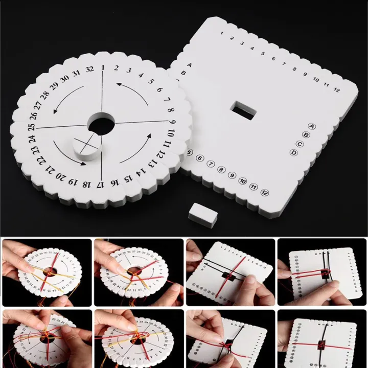 Round Square Kumihimo Beading Cord Disc Disk Braiding Plate Diy Braided