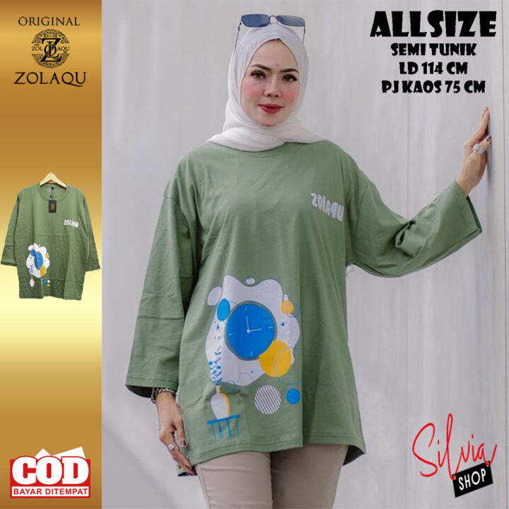 KAOS ZOLAQU TERBARU 2023 SEMI TUNIK OVERSIZE JUMBO KEKINIAN HIJAB STYLE