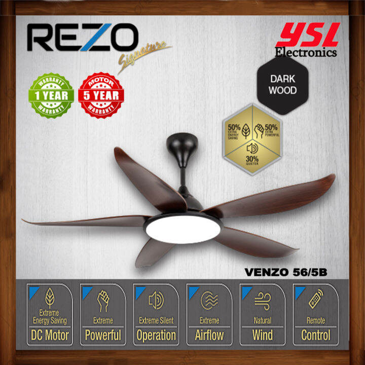 Rezo VENZO 56 5B LED Designer Ceiling Fan With DC Motor 5 Blades 12