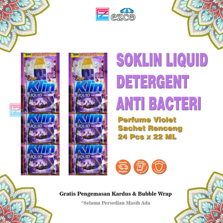 Soklin Liquid Detergent Anti Bacteri Perfume Violet Kemasan Sachet