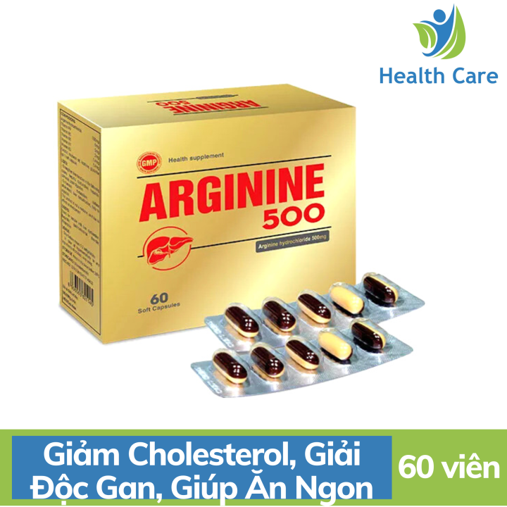 Arginine 500 giúp bổ gan giải độc bảo vệ gan Hộp 60 viên Lazada vn