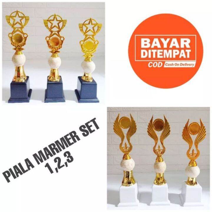 Piala Marmer Bertingkat Piala Marmer Set 123 Costum Tulisan Dan Stiker