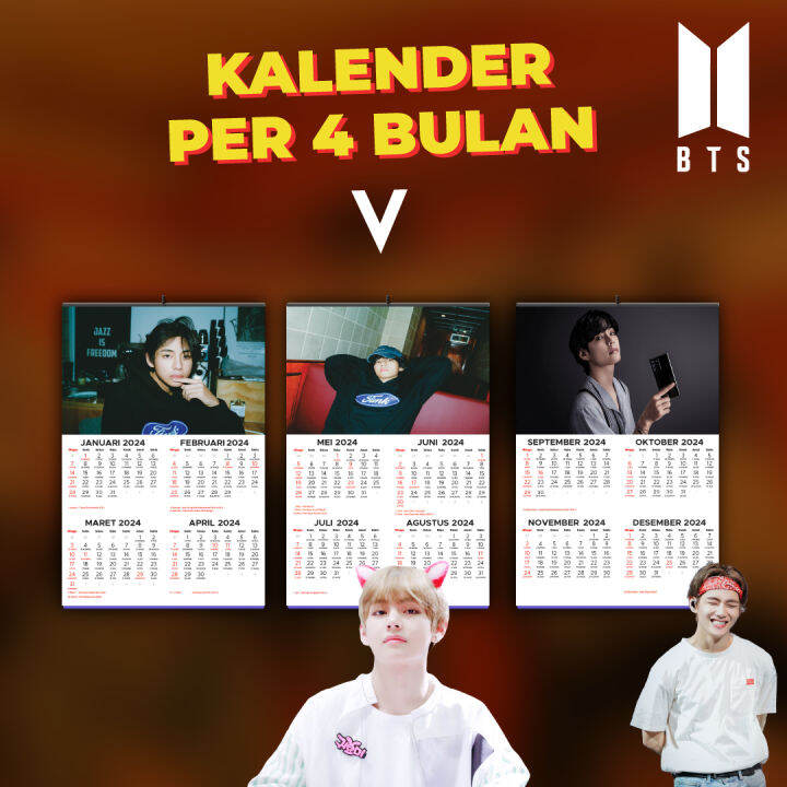 Kalender Dinding V Kim Tae Hyung BTS 2024 Klem Lazada Indonesia