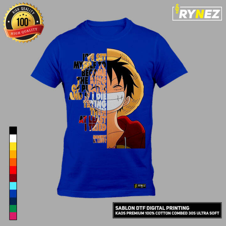 RYNEZ KAOS MONKEY D LUFFY ANIME ONE PIECE KARTUN SABLON DTF