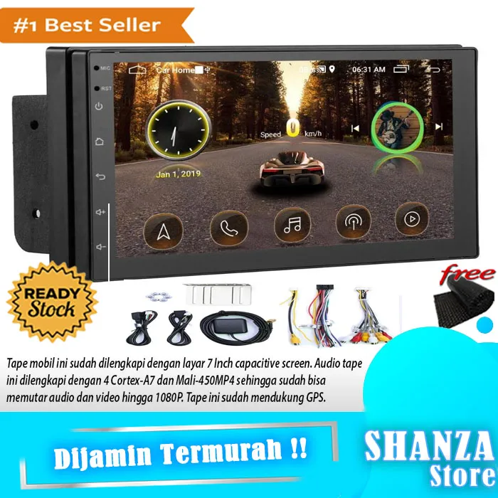 BISA COD Head Unit Double Din Mobil 7 Inch Audio Full Bass Headunit