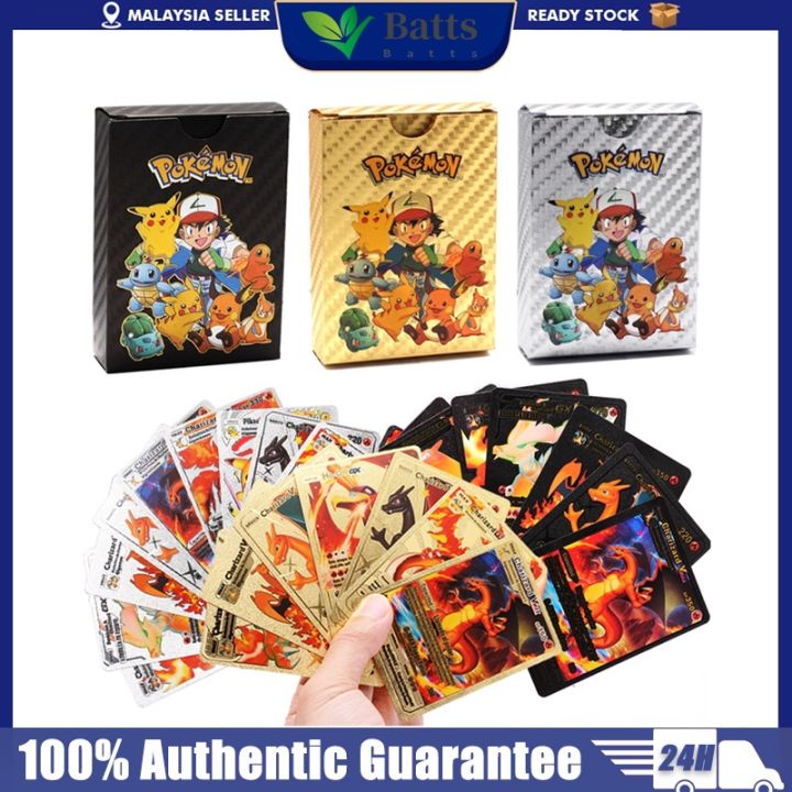 27 54pcs Metal Gold Silver Pokemon Cards English Version Charizard