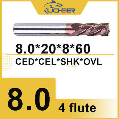 Ucheer Cnc Tools Hrc50 4 Flute 8mm 10mm 12mm Carbide Milling Tungsten