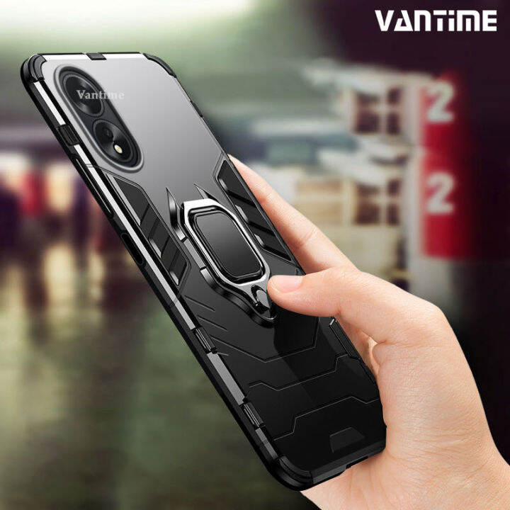 Vantime For OPPO A18 4G A38 4G Case Shockproof Armor Metallic Ring