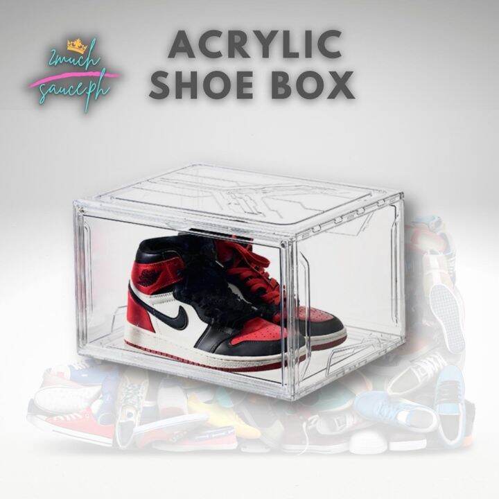 Pc Acrylic Shoe Box Side Drop Magnetic Fully Transparent Stackable