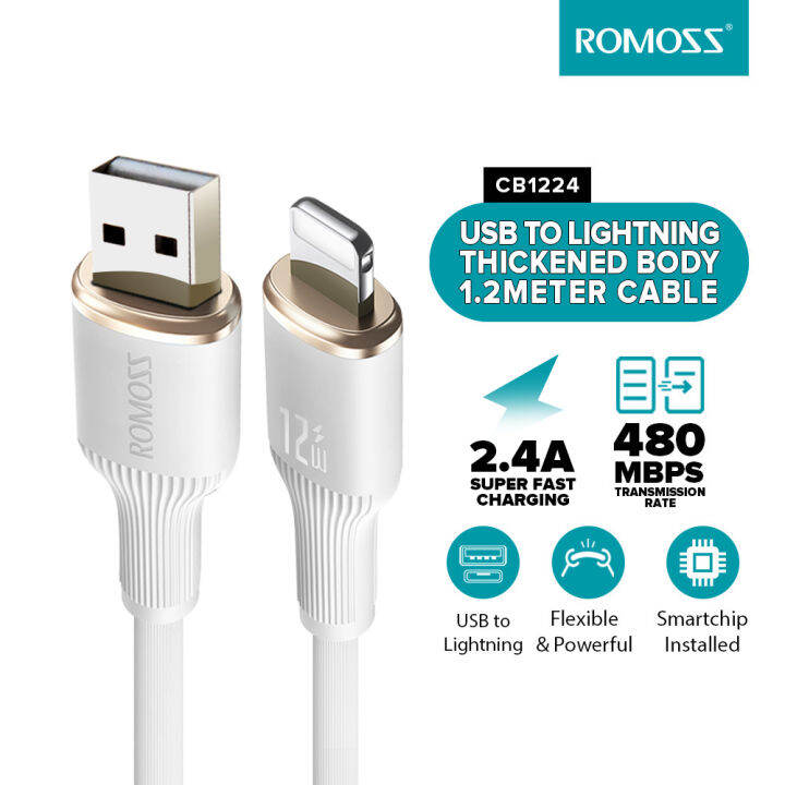 Romoss CB1224 2 4A 12W USB To Lightning CB1724 PD27W Type C To