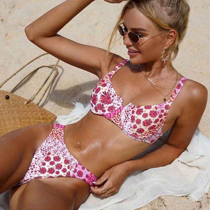 Bikini Sexy Fragmented Flower Swimwear Steel Support Slim