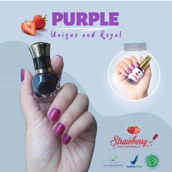 Strawberry Nail Henna UNGU 5 Ml Kutek Berbahan Henna Halal MUI Dan BPOM