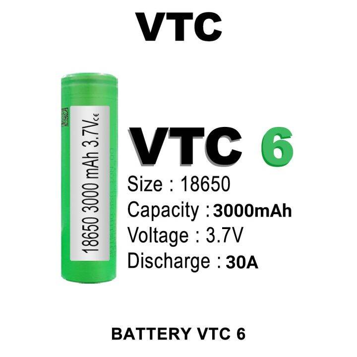 BATTERY SONY VTC6 3000MAH 18650 3 7V 30A AUTHENTIC 100 BATERAI BATRE