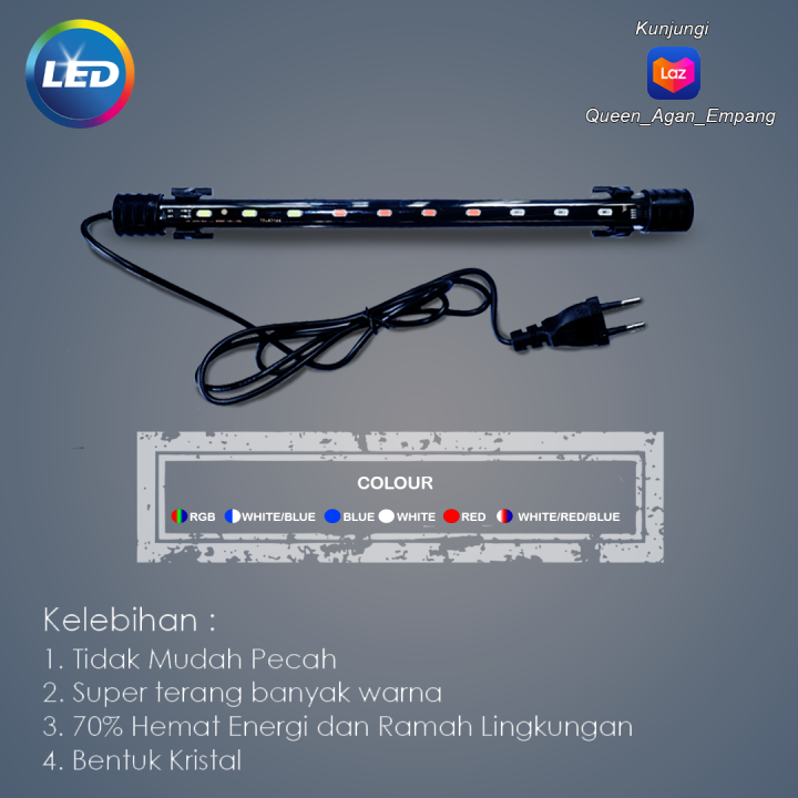 Lampu Led Celup Aquarium Cm Warna Putih Biru Lampu Aquascape