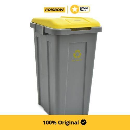 Krisbow 50 Ltr Tempat Sampah Plastik Dengan Tutup Kuning Lazada