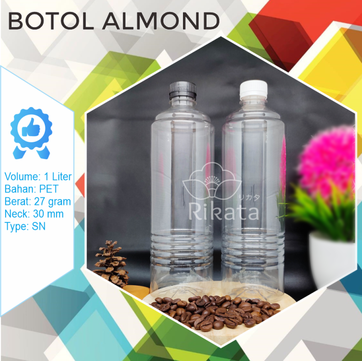 PAKET 10 PCS Botol Almond 1 Liter Botol Plastik 1000ml Botol PET