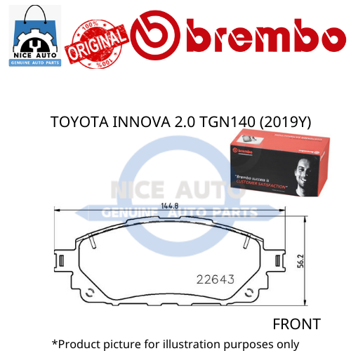 TOYOTA INNOVA 2 0 TGN140 2019Y FRONT DISC BRAKE PAD 1SET 4PCS