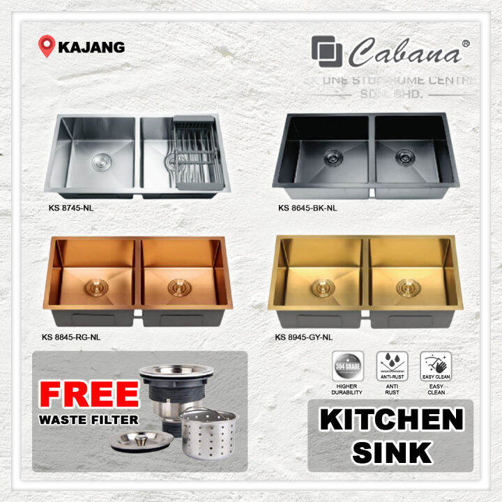 Cabana Undermount Stainless Steel Nano Kitchen Sink Double Bowl Cks