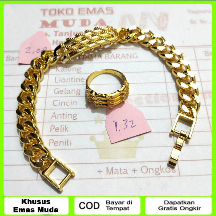 Emas Mudah Murni Kadar Set Gelang Tangan Wanita K Anti Karat