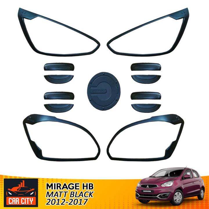 Mirage Hatchback Garnish Cover Combo Set 2012 2017 GLX Matt Black