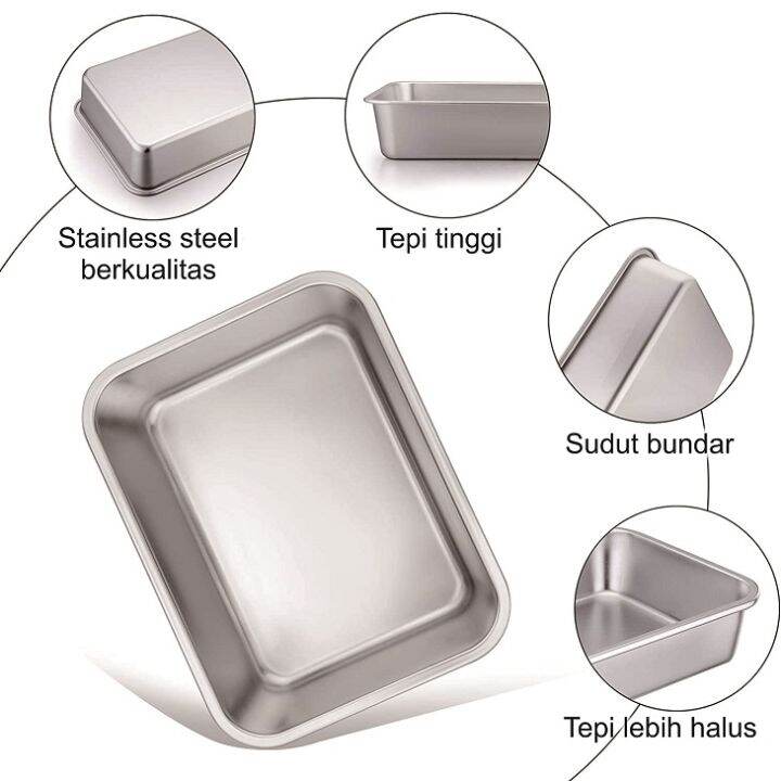 Nampan Stainless Steel Persegi Tebal Tinggi Cm Lazada Indonesia