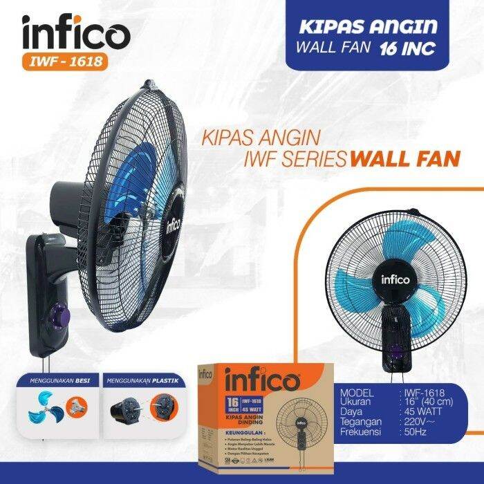 Infico Kipas Angin Dinding Wall Fan Baling Besi 16 INCH TORNADO