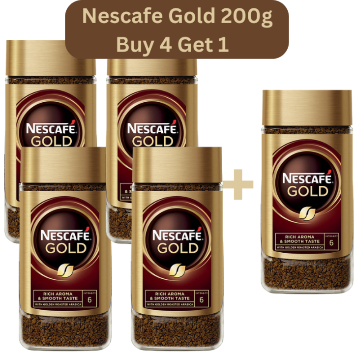 Buy 4 Get 1 FREE Nescafe Gold 200g Glass Jar Intensity 6 Lazada PH