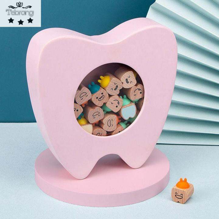 TEBRANG Lovely Cartoon Cute Tooth Shape Memorable Beech Wood Milk Teeth