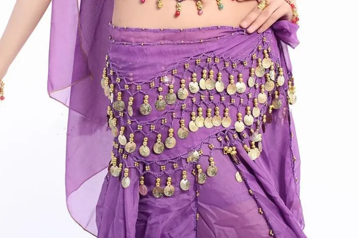 Qd Buy Home Chiffon Dangling Gold Coins Belly Dance Hip Skirt Scarf