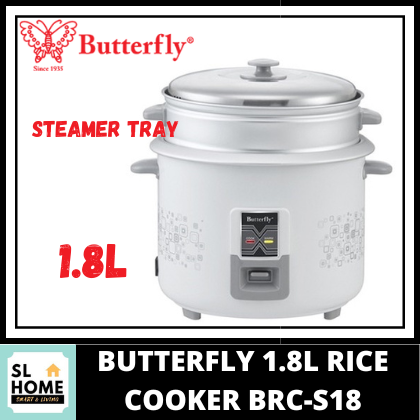 BUTTERFLY BRC S18 1 8L RICE COOKER WITH STEAMER TRAY Lazada