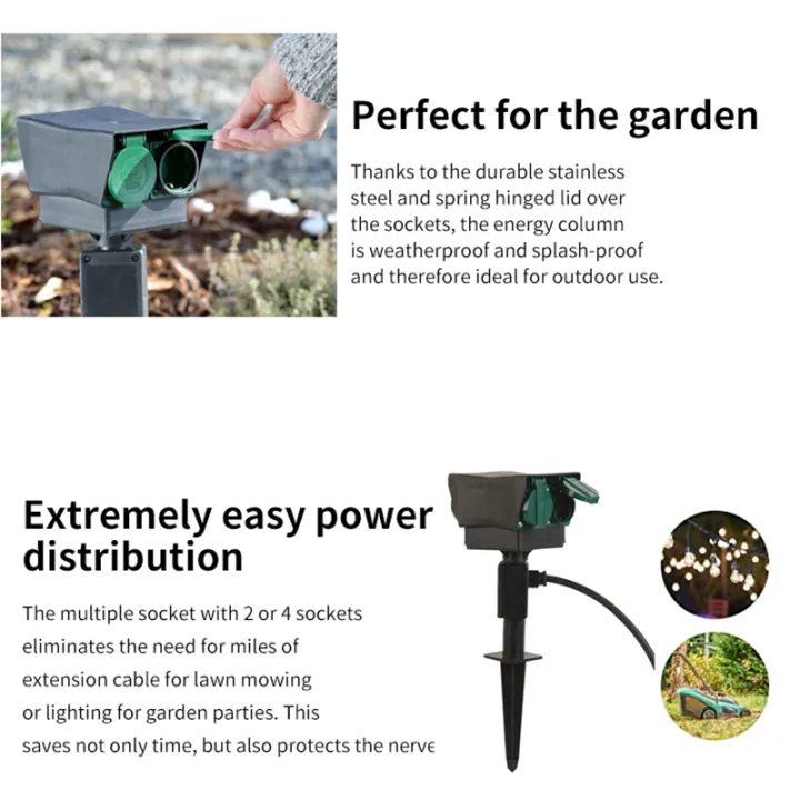 Outdoor Socket 2 Way EU Plug Ground Spike 3680W 16A Energy Column