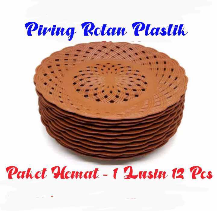 Piring Rotan Plastik Murah 1 Lusin Isi 12 Pcs Lazada Indonesia