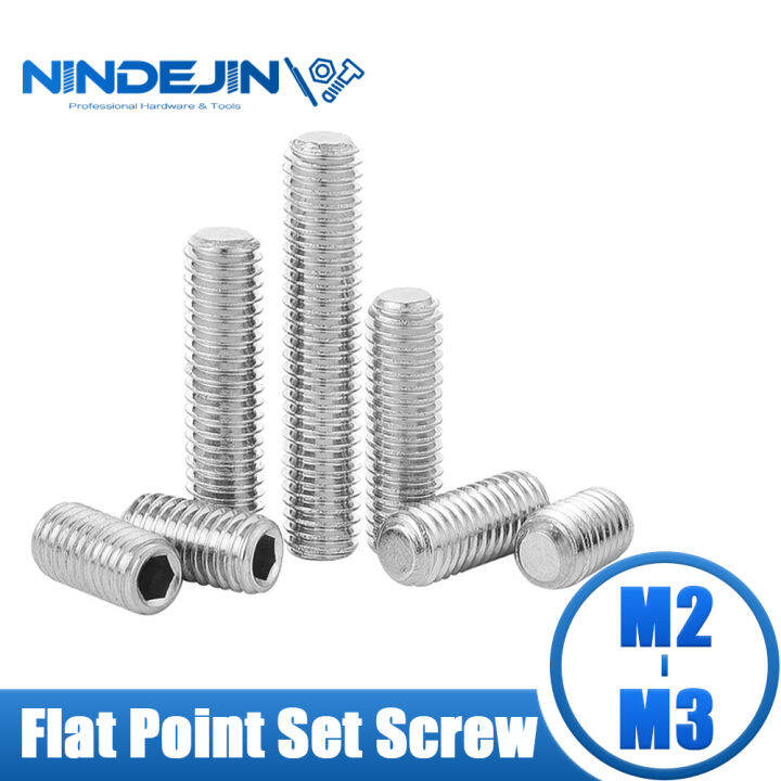 Nindejin Hex Socket Grub Screw Hexagon Flat Point Allen Head Set Screw