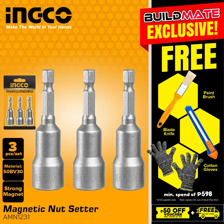 INGCO Magnetic Nut Setter 3PCS SET AMN1231 BUILDMATE IHT Lazada PH