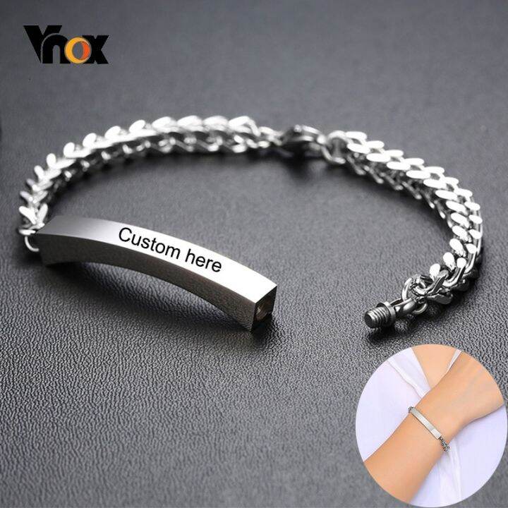 New Vnox Customize Name Cremation Memorial Urn Bracelet Never