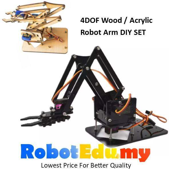 Arduino Diy Mearm Dof Acrylic Wood Wooden Robotics Robot Arm Kit