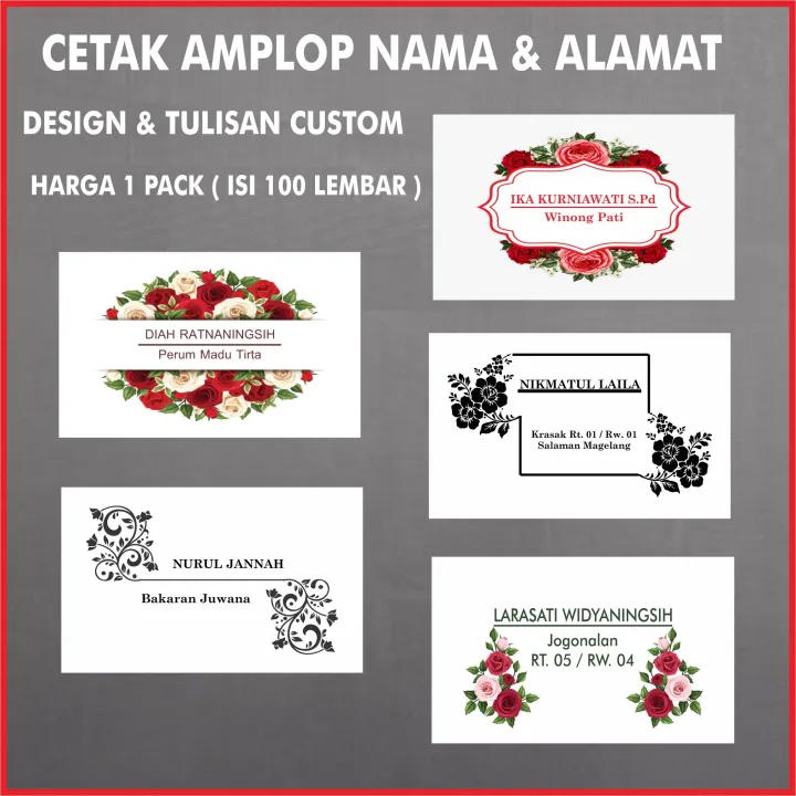 Cetak Amplop Cetak Amplop Nama Alamat Design Tulisan Custom Lazada