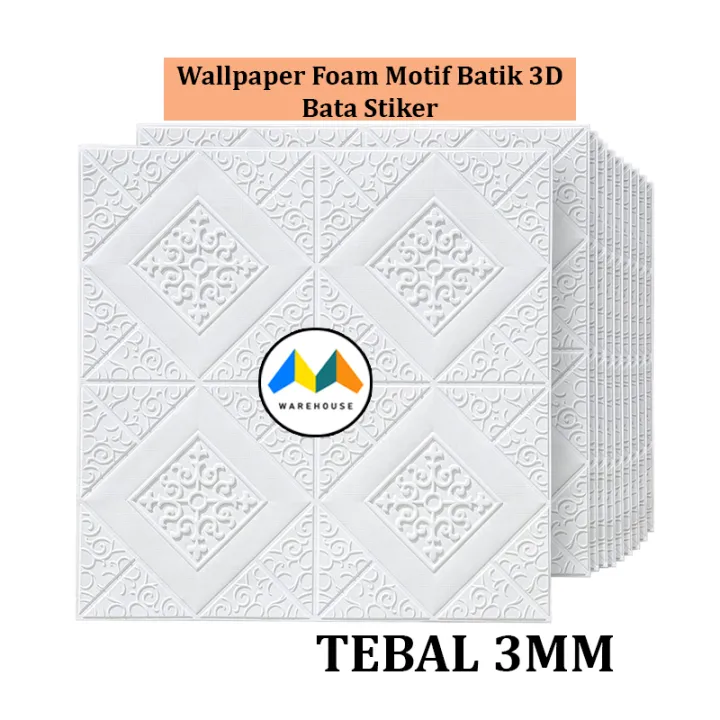 MW Wallpaper Foam Motif Batik 03 3D Bata Stiker Wall Paper Sticker