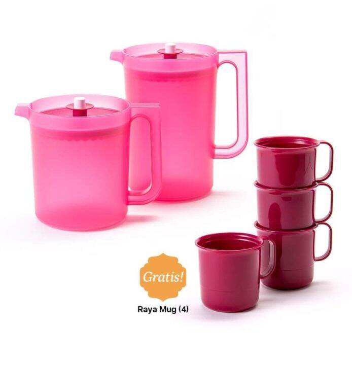 Tupperware Raya Pitcher Set 2pcs Free Gelas 4pcs Teko Tupperware 2L