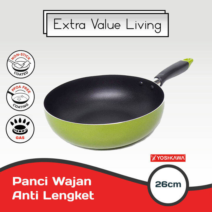 MINOWA Panci Wajan Tumis Anti Lengket 26 CM Wok Pan Teplon Deep Wok