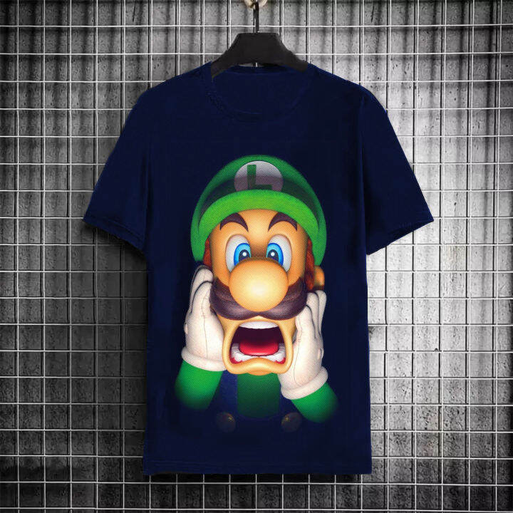 Kaos Distro Cowok Motif Keren Model Luigi Mario Baju Dewasa Terbaru