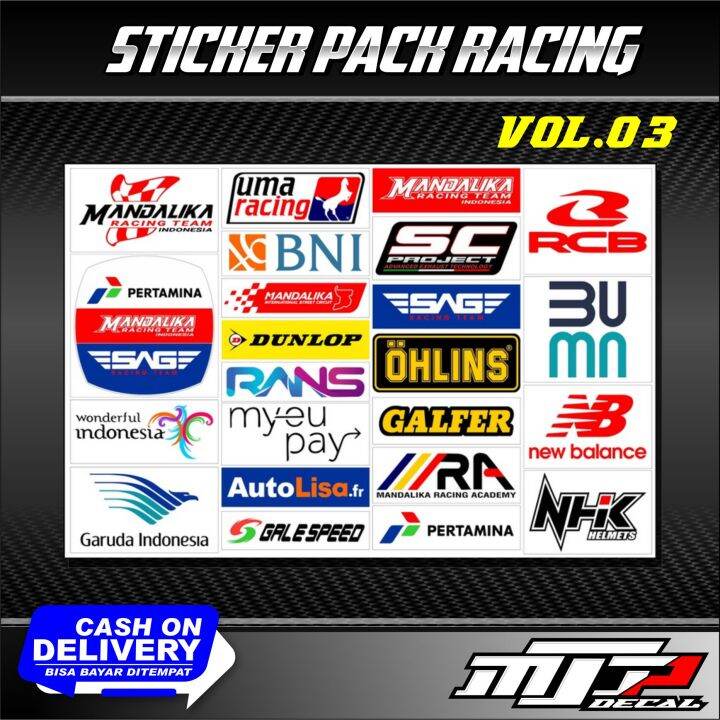 COD Sticker Pack Racing Stiker Motor Sponsor Mandalika Rcb Lengkap